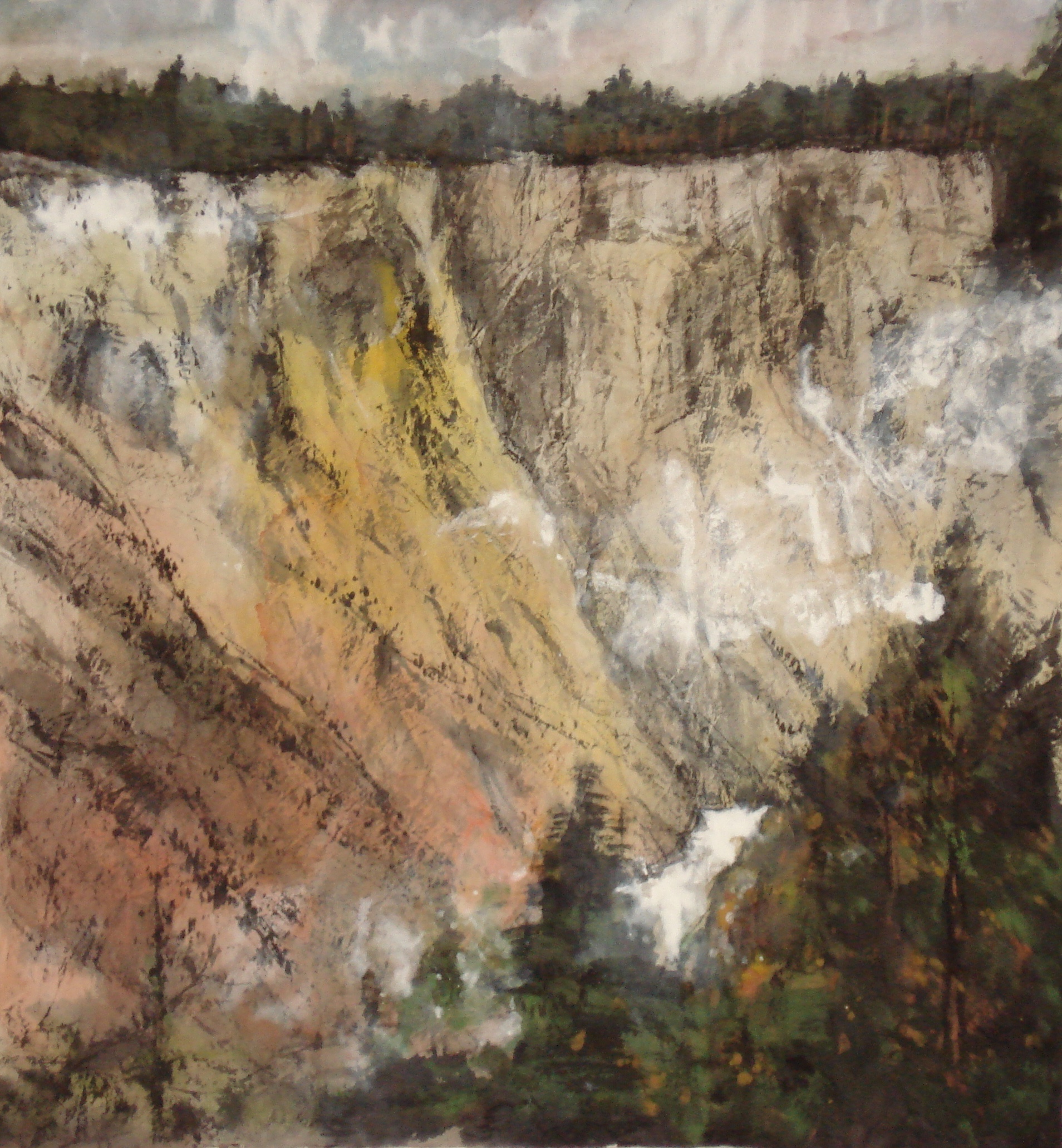 Yellowstone Grand Canyon, contemporary Chinese brush painting by Amy Da-Peng King