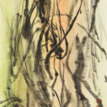 Contemporary Chinese Painting suggesting tree trunks.
