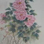 painting of peonies in the spring breeze inspired by the landscape around West Lake.